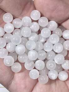 50pcs 8mm Faux Cat Eye Resin Round Beads, Straight Hole Loose Beads, DIY Handmade Jewelry Making Accessories, Suitable For Bracelets, Necklaces, Tassels, Hair Clips - Conventional - View 4