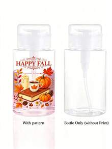 新款「Hello Fall」咖啡南瓜閱讀圖案透明PET旅行瓶，卸妝液分裝瓶，附3.38oz/6.76oz便攜壓頭分裝瓶，適用於洗甲水、化妝水與卸妝液，圓頂設計，手洗用，卸妝液瓶 - 彩色 - 查看 6