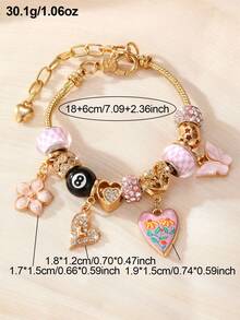 NAIZHU 1/3 pcs Gelang Liontin Pita Daisy Hati Multi-Elemen Gaya Eropa & Amerika Cocok untuk Wanita Pemakaian Sehari-hari dan Kencan - MultiWarna - View 4