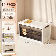 No Assembly Cartoon Flip-Top Folding Storage Cabinet Children Toy Organizer Multi-Layer Plastic Storage Rack Home Use - Transparent - View 11