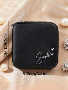 Personalized Name Jewelry Box, Customized Classic Rectangular Fabric Lined Travel Storage Box With Zipper Closure And Cufflink Compartment, Bridesmaid Gift Box, Perfect Bridesmaid Invitation Gift Or Couple Keepsake, Wedding Gift, Jewelry Box - Multicolor - View 13
