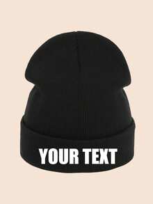 1pc Printed Knit Hat, Customized Text Logo Solid Color Elastic Winter Knit Hat, Outdoor Autumn/Winter Warm Essential Accessory, Women/Men Gift - Multicolor - View 5