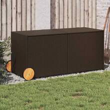 vidaXL Patio Storage Box Poly Rattan Brown - Brown/50" X 21.7" X 22"/23.4" - View 1