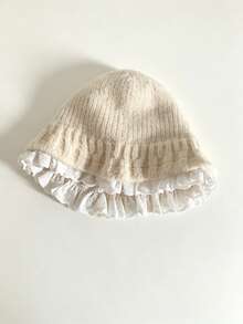 Women's Lace Trim Knitted Bucket Hat, Vintage Ruffle Edge Basin Hat, Soft Warm Woolen Cap For Autumn/Winter, Daily Outing Atmosphere Hat, 3 Colors Available - Multicolor - View 11