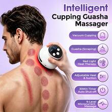 Multifunctional Electric Body Massager, Red Light Heating Massager, 9-Level Adjustable Vacuum Suction Massager, USB Rechargeable, Suitable For Full Body, Legs, Back, Arms, Etc., Portable Handheld Home Body Massager, Relieves Daily Fatigue, Ideal Holiday Gift For Parents And Partners - White - View 10