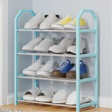 Neutral 4-Tier Multi-Function Shoe Rack, Multiple Colors Available, Plastic Frame With Metal Storage Layers, Aesthetic Durable And Space-Saving, Minimalist Style Shoe Rack, Suitable For Home Entryway And Bedroom - Multicolor - View 12