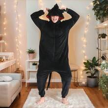 Pijama Mono de Personaje Dragón Negro con Cola para Adultos, Cálido para Otoño e Invierno, Disfraz Festivo de Navidad, Excelente Opción de Regalo de Pareja - Negro - Ver 9
