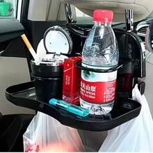 Car Seat Back Folding Tray Table Portable Dining Table Beverage Cup Holder Multi-Functional Storage Rack Car Accessories - A - View 6