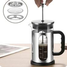 Coffee Machine, French Filter Press, Used To Filter Coffee, Loose Tea And Milk Foam, Stainless Steel Filter, Heat-Resistant Borosilicate Glass - Black - View 5