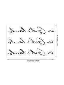 1 Sheet Cursive Quote Wrist Temporary Tattoo Stickers, Thin Handwritten Script "In God's Hands" Fake Tattoos, Minimal Faith Inspirational Body Art For Women, Waterproof Wrist Decor - Black - View 6