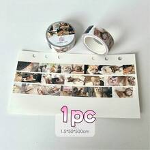 Retro Collage Aesthetic Masking Washi Tape, Mixed Snapshot Photo Pattern Decorative Tape, Removable Adhesive Tape For Junk Journal, Notebook, Gift Wrapping & Ephemera Making - A - View 11