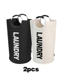 1/2/3pcs Extra Large Laundry Basket(75*36cm) With Soft Padded Handles - Fabric Laundry Hamper, Foldable Round Basket, Suitable For Various Room Types, Casual Style Clothes Storage Box, Laundry Accessories, Laundry Basket, Space Saving - Multicolor - View 16