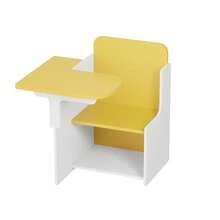 2 In 1 Wooden Children Table With Chair, Small Kids Table And Chair Set With Storage Box, Suitable For Kids Children Toddlers Boys Girls, Yellow - Yellow - View 4