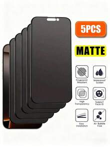 5pcs/Pack - Matte Privacy Screen Protector. Features Privacy Protection, Full Coverage, Anti-Fingerprint, Anti-Drop, Anti-Scratch And Matte Smooth Surface. Compatible With IPhone 18 Pro/18 Pro Max/17/16 Pro Max/16 Pro/16 Plus/16/15 Pro Max/14 Pro Max/13 Mini/12/11/XS Max/XR/8+/7 Plus. Essential Screen Protector. - Black - View 37