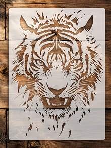 Tiger Template, A4 Size Suitable For Wood, Canvas, Fabric, Wall, Furniture DIY Crafts & Home Decor, Reusable Fabric, Canvas, Card Making 11.7 Inch X 8.3 Inch Stencil - A - View 7