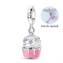 1 Pieces Original Design Silvery Color Honey Cake Charms Beads Colored Glaze Cubic Zirconia Inlay DIY Making For Women Fits Original Bracelet - Multicolor - View 9