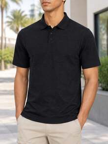Under Armour Men's UA Polo Outdoor Travel Loose Soft Short Sleeve T-Shirt 6005521-001 - Black - View 1