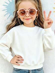 Summer Cartoon Flamingo, Sweet And Whimsical Kids' Sweatshirt - White - View 11