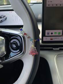 1pc Christmas Tree Car Steering Wheel Hanging Chain, Colorful Crystal Beads Paired With Transparent Glass Christmas Tree Pendant, Exquisite And Compact, Strong Glossy Feel, Fresh Healing Style Car Interior Decoration Ornament, Full Festive Atmosphere, Personalized Creative Car Accessory, Suitable For Personal Use Or Gift Giving - A - View 2