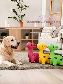 1pc Pet Latex Squeaky Toy Cartoon Deer Dog Chew Toy For Boredom Relief Small Medium Dogs Washable Reusable Pet Toy - Multicolor - View 2
