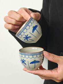 1/2/4/6pcs Floral Ceramic Tea Cups, Home Guest Tea Cups, Red Tea Cups, Tasting Cups, Kung Fu Tea Cups, One-Sip Cups, Water Cups, Espresso Cups, Suitable For Home, Gathering, Party, Gift Giving - Multicolor - View 11