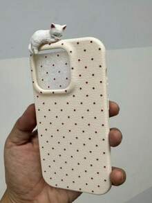 Cute Cat Elements Fashion 3D Cat & Dog Phone Case, Compatible With IPhone 17/17 Pro/17 Pro Max/17 Air/16/15/13/14/12/11 Pro Max, Adorable Kitten & Puppy Soft Protective Back Cover, Shock-Absorbing Birthday Gift - White - View 30