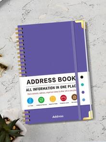 1pc 8.39x5.91in Spiral Address Book With A-Z Tabs, Contact Pages For Name, Address, Phone, Email & Notes, Halloween Notebook For Office Decor And Accessories, Nurse Essentials, Bible Study Materials - Rectangle - View 8
