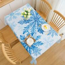 2D Flat, 1pc Soft, Fashionable And Beautiful Blue Snowflake Pattern Tablecloth, Dining Table/Coffee Table/Desk/Coffee Table, Picnic/Outdoor Dining Table/Camping Dining Table, Exquisite Lifestyle, Home Fabric, Christmas - A - View 7