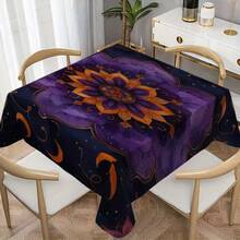 2D Flat, 1pc Soft, Fashionable And Beautiful Purple Mandala Pattern Tablecloth, Dining Table/Coffee Table/Desk/Coffee Table, Picnic/Outdoor Dining Table/Camping Dining Table, Exquisite Lifestyle, Home Fabric - A - View 5