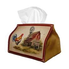 1pc Vintage Tissue Box, Country Farmhouse Style - Rooster Barn Vintage, Durable Polyester, Perfect For Kitchen, Living Room, Bedroom, Bathroom, Car - Bathroom Decor | Fun Design | Durable Polyester, Tissue Box - A - View 7