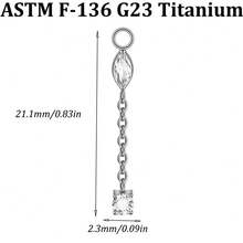1PC G23 Pure Titanium Differdent CZ Star Heart Charm For Ear Lobe Dangle Hinger Lip Hoop Huggie Earrings Daith Flower Shaped Chain Pendant Accessory - Titanium Color - View 16