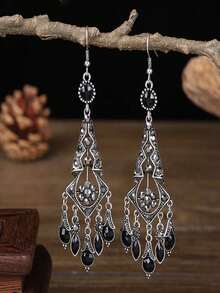 1 Pair Chinese Style High-End Colorful Rhinestone Women's Earrings - Antiquity - View 5