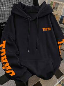 ZZG Autumn And Winter Women's Racing Letter Pattern Printed Street Fashion Korean Version Commuting Comfort Y2k Clothing Black Plus Size Hooded Sweatshirt - Black - View 2