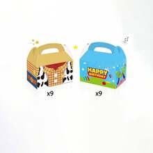 مجموعة صندوق هدايا حفلة عيد الميلاد، صندوق وجبات خفيفة عيد ميلاد سعيد، صندوق حلوى هدايا بموضوع كرتوني، لوازم حفلة عيد الميلاد، حاوية هدايا حفلة بأسلوب قصة رعاة البقر، عبوة كبيرة - النمط 1 - مشاهدة 8