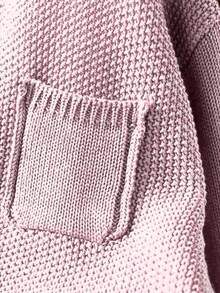 Plus Size Women's Round Neck Front Button Knit Cardigan, Long Sleeve Drop Shoulder Loose Sweater, With Pockets, Autumn/Winter Casual Outerwear - Baby Pink - View 4