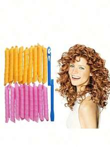 20pcs Heatless Curling Rods, Spiral Hair Styling Tool With Styling Hook, Magic Curling Rods For Home Use And Hair Salon DIY, Can Create Multiple Hairstyles - Multicolor - View 5