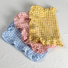 1pc/2pcs/6pcs Korean Style Plaid Placemats, Sweet Candy Color Plaid Tablecloth With Ruffle Edge, Cute Food Plate Insulation Pad For Dining Table - Multicolor - View 3