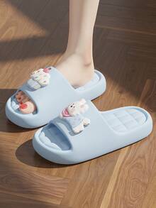 Summer New 3cm Thick Sole Cartoon West Highland Cake Puppy Patchwork Design Outdoor Fun Slippers Indoor Fashion Printed Design Women Home Slippers - Light Blue - View 3