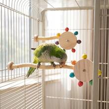 1pc Bird Toy Parrot Toy Colorful Bead Rotating Windmill Perch Stand Bird Cage Accessory Bird Supplies Suitable For Small And Medium-Sized Birds (Random Color) - A+B - View 2