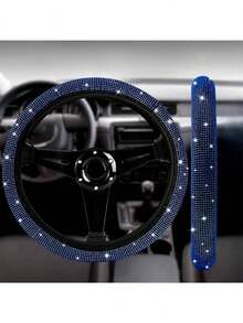 Sparkly Diamond Steering Wheel Cover Protector Auto Fashion Vmingo - Blue - View 9