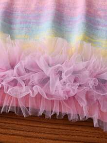 Girls' Cute Gradient Color Ruffle Knit Pullover Sweater, Suitable For Vacation, Daily Wear, Spring, Autumn, Winter - Pink - View 6