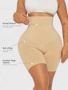 Plus Size Women's High Waist Tummy Control Butt Lifting Shaping Shorts Underwear - Apricot - View 5