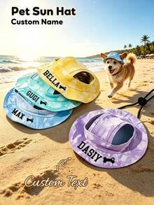 Customizable Name Pet Hat, Adjustable Dog Sun Hat, Cartoon Dog Pattern - Small Cat & Dog Pet Baseball Cap, Outdoor Sun Protection & Waterproof, Multiple Colors Available - Multicolor - View 3