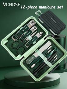 VCHOSE 12pcs New Professional Manicure & Pedicure Set, 30pcs Complete Nail Care Tool Kit, Includes Men's Hand & Foot Trimming Scissors And Nail Tools (Black) - Multicolor - View 2