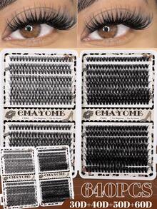 CMAYOME 572/592/640pcs Natural False Eyelashes Can Create A Fluffy And Natural Eye Makeup Effect.DIY Large Capacity Eyelash Clusters,Made Of Soft Material.Single Cluster False Eyelash Set,With Adhesive And Sealing Tools,Suitable For Halloween And Christmas. - Multicolor - View 17