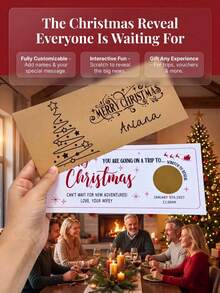 Personalized Christmas Scratch-Off Surprise Card With Envelope, Custom Name & Message Travel Reveal Card, Christmas Greeting Card,Holiday Gift Reveal,Secret Vacation Surprise,Family Couple Friend Gift,Thank You Cards For Business - Multicolor - View 6
