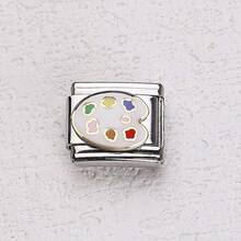 1PC Blue Enamel Italian Modular Charm, Star Moon Evil Eye Whale Pattern, Stainless Steel Link, DIY Bracelet Jewelry Making - Module 1 - View 26
