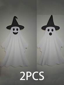 2pcs/Set 2D Flat Halloween Ghost Yard Stakes, Holiday Decor Yard Decoration Stakes, Acrylic Signs, Horror Atmosphere Decor Props, Halloween, Outdoor, Garden Photo Background, Party Props - Multi-color - View 4