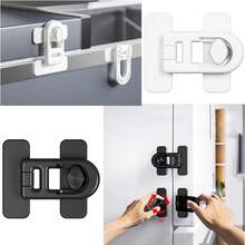 1pc Easy Installation Self-Adhesive Refrigerator / Oven Safety Lock - No Drilling Required, Child Safety Design, Equipped With Strong No-Trace Adhesive Sticker, Strong Back Glue, No Residue When Removed Child Safety Lock - Multicolor - View 2