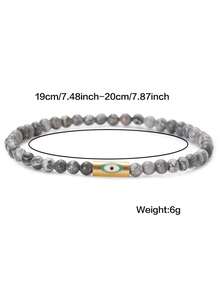diffone Fashion Handmade 4mm Stone Beads Bracelet Charms Evil Eye Men Bracelet For Male Armband Jewelry - Evil Eye Bracelet - View 9